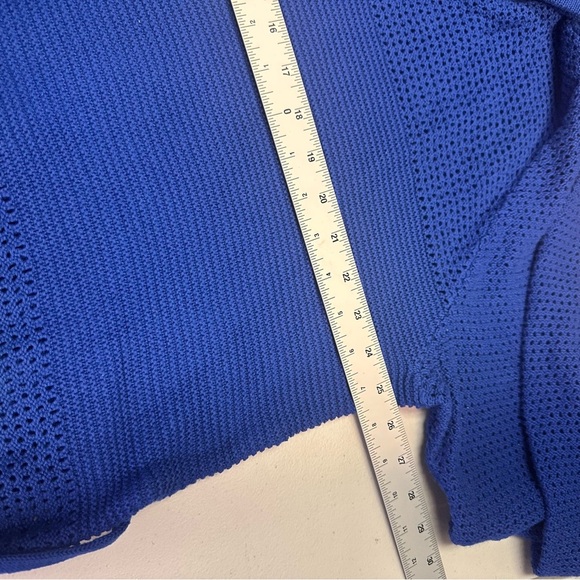 DG2 by Diane Gilman Vibrant Blue Knit Organic Cotton button Sweater - Picture 6 of 8